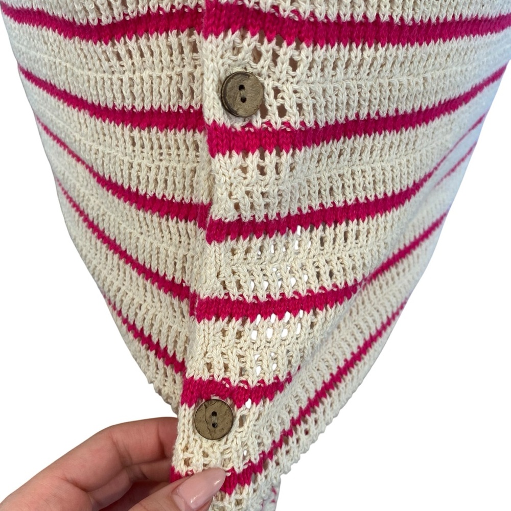 Zara Oversized Crochet Knit Cardigan With Stripes Size XL - Picture 6 of 8